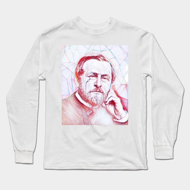 Hippolyte Taine Portrait | Hippolyte Taine Artwork | Line Art Long Sleeve T-Shirt by JustLit